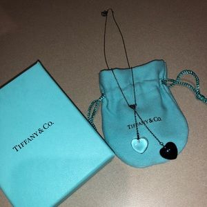 Black Onyx and Crystal Double Heart Necklace